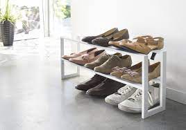This charming adjustable shoe rack can squeeze into smaller spaces, or expand to accommodate more shoes. Yamazaki Home Official Site Entryway Shoe Rack Shoe Rack Steel Diy Shoe Rack