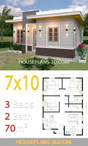 House Design 7x10 With 3 Bedrooms Terrace Roof House Plans 3d House Plans Flat Roof House Small House Design Plans