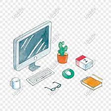 Laptop komputer teknologi bisnis kantor internet meja tulis pekerjaan keyboard digital. Cat Air Gambar Vektor Lanskap Tangan Di Atas Meja Png Grafik Gambar Unduh Gratis Lovepik
