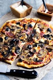 Soppressata Mushroom And Black Olive Pizza Recipe Olive Pizza Recipes Black Olives Recipes