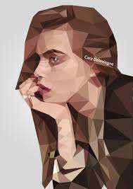 Cara Delevingne Fashion Model Lowpoly Polygon Illustration Art Temel Sanat Sanat Tasarim