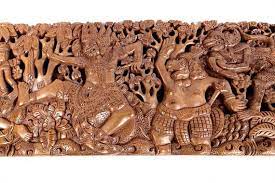 Large Vintage Balinese Carved Wooden Wall Panel 32 Inch Ramayana Hindu Bali 3d Hand Carving Hardwood Mythological Asian Wall Art Decor Asian Wall Art Wooden Wall Panels Wall Art Decor