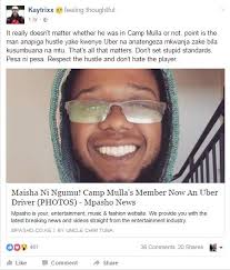 Kenyan Celebrities react to News of Former Member of Camp Mulla Mykie  Tuchie being an Uber Driver. Some of them are very very Bitter