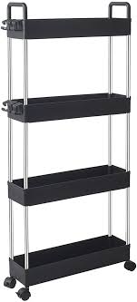 Kostenlose lieferung für viele artikel! Amazon Com Solejazz Storage Cart 4 Tier Slim Mobile Shelving Unit Rolling Bathroom Carts With Handle For Kitchen B Shelving Unit Bathroom Cart Mobile Shelving