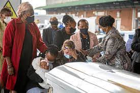 Myeni's body touched down at or tambo international airport. Ayc5khmitens2m