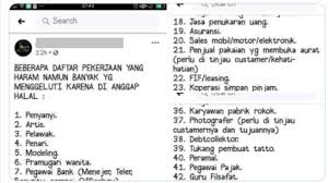 Maybe you would like to learn more about one of these? Viral Daftar Pekerjaan Diklam Haram Bagaimana Menurut Islam
