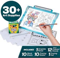 Amazon Com Crayola Light Up Tracing Pad Teal Amazon Exclusive Kids Toys Ages 6 7 8 9 10 Toys Games