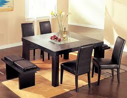 Square farmhouse table, rustic farmhouse table, dining set with stools, table with short benches, provincial brown top gray white wash base. Home Design And Decorate Square Dining Table From The Hardwood Dining Room Furniture Sets Contemporary Dining Room Furniture Dining Room Sets