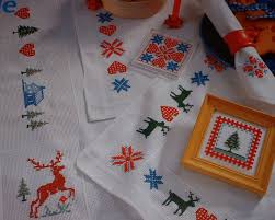 Check spelling or type a new query. Shaker Style Reindeer Hearts Stars Christmas Table Linen Cloth Runner Cards Napkins Cross Stitch Charts