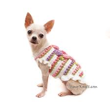 Rosebuds Crochet Dog Dress Flowers Pink Rose Elegant Dog Etsy In 2020 Crochet Dog Crochet Dog Clothes Dog Clothes