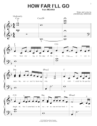 Piano chords with lyrics for how far i'll go from moana (performed by auli'i cravalho). How Far I Ll Go From Moana Sheet Music Alessia Cara Big Note Piano