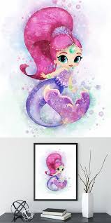 Shimmer And Shine Mermaid Print Shimmer And Shine Watercolor Poster Movie Poster Cumpleanos Con Tema De Flamencos Dibujos Hermosos Consejos De Organizacion