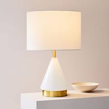 Metalized Glass Table Lamp Usb Small White Antique Brass Individual West Elm In 2020 Glass Table Lamp Modern Table Lamp Table Lamp