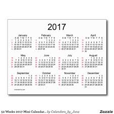 52 Weeks 2017 Mini Calendar By Janz Postcard Zazzle Com Mini Calendars Holiday Postcards Postcard