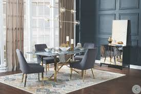 Modern Robards Brown Extendable Rectangular Dining Room Set In 2020 Grey Upholstered Dining Chairs Dining Table Gold Gray Dining Chairs