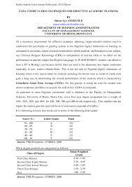 Pdf Cgpa Computation Techniques For Effective Academic Planning Adekunle Simon Ayo Academia Edu
