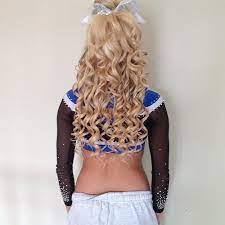 Blonde Curly Hair With Cheer Bow Cheer Hair Cheerleading Hairstyles Game Day Hair