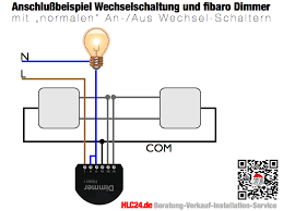 Anschlussbeispiel Wechselschaltung Und Fibaro Dimmer Intelligente Haustechnik Elektroinstallation Haustechnik