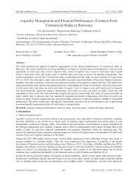 Found 148 results for banks. Pdf Liquidity Management And Financial Performance Evidence From Commercial Banks In Botswana