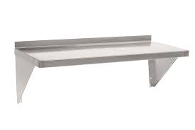 The blend of a wooden shelf with rustic metal brackets gives this an industrial look ideal for the contemporary and modern home. Shelf3w Stainless Steel Storage Wall Shelves Parry