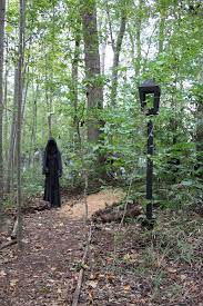 Great Halloween Decoration Along The Path Through The Woods For Older Kids Only Haunted Woods Haunted Forest Scary Haunted House