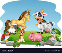 Illustration Of Cartoon Farm Animals With Nature Background Download A Free Preview Or High Quality Adobe I Animal Coloring Books Puppy Cartoon Cartoon Turtle