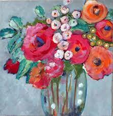 Abstract vase of flowers painting. Flowers In A Vase Abstract 12 Quot X12 Quot Acrylic Painting Abstract Floral Paintings Floral Painting Flower Painting