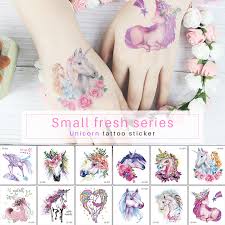 Black outline unicorn tattoo design. Temporary Tattoo Sticker Kids Cartoon Cute Tattoo Unicorn Horse Rainbow Hand Tattoo Small Water Color Children Tattoos Animals Temporary Tattoos Aliexpress