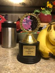 Won this beauty while I was dating my soon-to-be wife. Pretty proud of  myself. Banana for scale. X-post from rsextrophies : rfunny