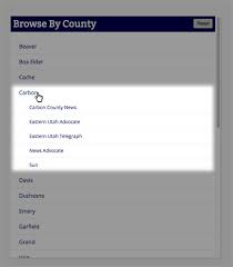 Please look in the list below, it is ordered alphabetically in two columns. Utah Digital Newspapers Help Search Results