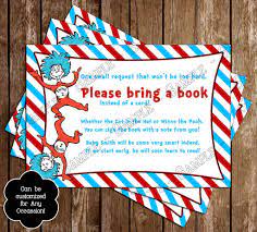 Dr Seuss Cat In The Hat Thing One Thing Two Baby Shower Book Seuss Baby Shower Book Baby Shower Invitation