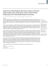 Experiences of knowledge brokering for evidence-informed public health,  policy, and practice: 3 years of the Scottish Collaborat