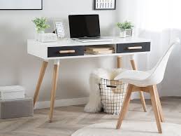 Schreibtisch für 2 arbeitsplätze zu verschenken. Schreibtisch Weiss Grau 120 X 45 Cm 2 Schubladen Frisco Beliani De