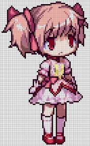 Pmmm Madoka Kaname Pattern Anime Pixel Art Pixel Art Pixel Art Grid