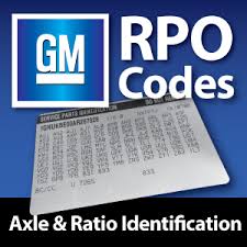 Gm Rpo Codes Axle Ratio Identification West Coast