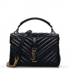 Saint Laurent Sheepskin Matelasse Medium College Monogram Bag Navy Blue Monogram Bag Handbag Outlet Leather Shoulder Bag