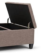 It will provide a sure boost of convenience, since it has a lot of space on the underneath shelf. Simpli Home Harrison 36 Inch Wide Square Coffee Table Lift Top Storage Ottoman Cocktail Footrest Stool In Upholstered Farmhouse Goals