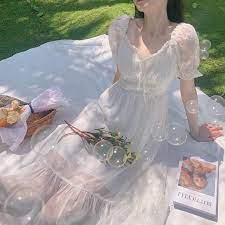 White Fairy Dress Soft Girl Cottagecore Aesthetic Nymphet Fashion Chiffon White Dress Fairytale Dress Vintage Dresses Shop our wide range of aesthetic clothes and aesthetic fashion! white fairy dress soft girl cottagecore