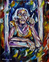Rauchende Alte Frau Havanna Ol Auf Leinwand Spachteltechnik Impressionismus Kuba Olmalerei Leinwandkunst Kunstgalerie Kunst