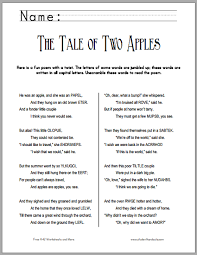 The Tale Of Two Apples Poetry Unscramble Kids Poems Reading Comprehension Passages Classroom Fun