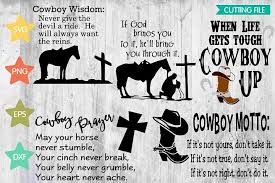Cowboy Wisdom Bundle Of 5 Cowboy Prayer Svg Julies Digital Jems Crafters Svgs Cowboy Prayer Red Heart Super Saver Yarn Horse Girl Quotes