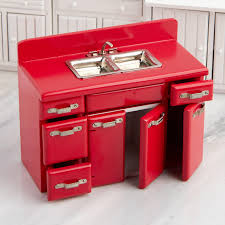 dollhouse miniature red retro kitchen