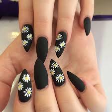 Three shades of colored acrylic create this sweet design, in which imperfection actually makes the next page: 50 Sassy Black Nail Art Designs To Add Spark To Your Bold Look Fabulous Nails Stiletto Nails Designs Cute Nails