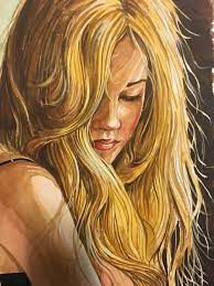 Blonde Girl Hair Painting Art Art Painting