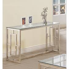 Coaster Furniture Modern Glass Top Sofa Table Escritorio De Vidrio Muebles De Acero Inoxidable Escritorios De Metal