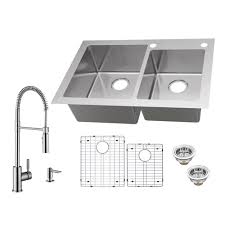 double bowl kitchen sink with pull down