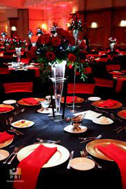Red And Black With Hints Of Gold Are Always A Beautiful Classic Effect To Any Party Red And White Weddings Red Table Decorations Black Gold Wedding