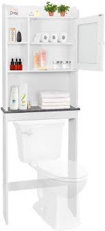 D bathroom storage wall cabinet with glass door in white. Buy Zenstyle Over The Toilet Storage Cabinet Wood Bathroom Spacesaver Storage Organizer With Adjustable Shelves Tempered Glass Door And Cubby Soft White Online In Kazakhstan B07xtn7mt4