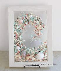 Ocean Wave Ocean Wave Window Framed Ocean Wave Resin Window Crushed Shell Wave Crushed Shell Ar Sea Glass Window Art Sea Glass Decor Sea Glass Art