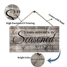 Get it as soon as tue, mar 30. Buy Farmhouse Kitchen Decor Rustic Kitchen Signs Wall Decor Printed Wood Wall Art This Kitchen Is Seasoned With Love Kitchen Wall Decor 11 5 X 6 Online At Low Prices In India Amazon In